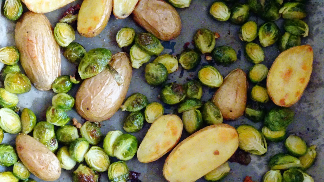 Simple and Delicious Roast Potatoes and Brussels Sprouts